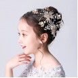 Girls catwalk princess hair accessories children's white flowers handmade pearl hair comb flower girl plug comb headdress hairpin hairpin female