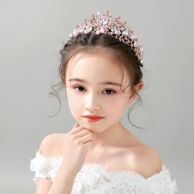 Crown headdress children birthday crown crystal princess show hair accessories hair hoop girl Korean flower girl wreath super fairy