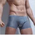 Men's body-shaping breathable ice silk seamless boxer pants solid color low waist sweat-absorbent green men's belly shaping underwear