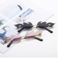 New fashion trend flame sunglasses men and women metal frameless street shot sunglasses narrow-rim glasses S9026