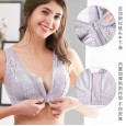 Front zipper shockproof sports underwear anti-sagging beauty back sleep large size bra without steel ring vest bra