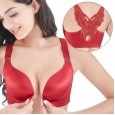 New front buckle without steel ring large size bra fat MM big cup seamless beauty back adjustment type sexy gathering underwear