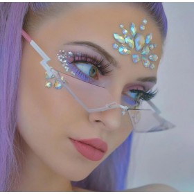 New fashion frameless sunglasses female tide personality color film street shot sunglasses metal glasses S9066