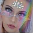 New fashion frameless sunglasses female tide personality color film street shot sunglasses metal glasses S9066