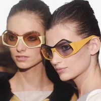 New ladies big frame sunglasses personality polygon shade glasses beat concave shape sunglasses S8052