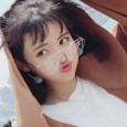 New personality glasses frame female metal frame street shooting flat mirror trend myopia glasses frame 5017