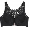 Oversized bra female fat mm front buckle rose beauty back no steel ring underwear lace gathered adjustment thin bra