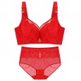 New lace-free steel ring sexy large size bra set thin section fat mm gather adjustment type underwear