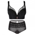 New lace-free steel ring sexy large size bra set thin section fat mm gather adjustment type underwear