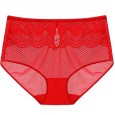 Autumn and winter new ladies sexy lace briefs sexy transparent lace panties mid waist plus size ladies panties