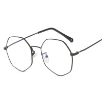 Myopia glasses female tide retro gold wire polygon plain face round eye frame male F8009