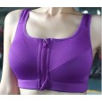 Large size front zipper sports bra without steel ring gathered yoga fitness shockproof running ladies underwear beauty vest