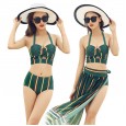 Swimsuit female new ladies swimwear sexy high waist bikini three-piece hot spring vacation swimsuit
