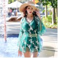 Hot spring swimwear new lace long-sleeved split swimsuit female three-piece sexy beach bikini