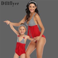 Hi fish new parent-child swimsuit fringed one-piece swimsuit