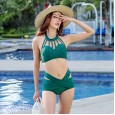 Swimsuit female fashion national style sexy high waist split bikini three-piece set was thin hot spring swimsuit
