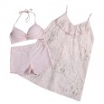Bikini three-piece split boxer shorts swimsuit female steel plate gathered sexy conservative spa swimsuit