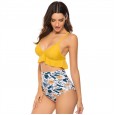 High waist bikini independent stand multicolor printed swimsuit women