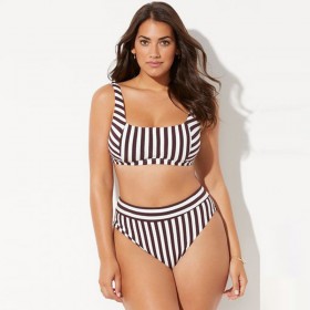 New large size 4XL bikini striped swimsuit women