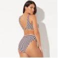 New large size 4XL bikini striped swimsuit women