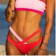 Swimsuit new bikini color matching swimsuit tube top retro hit color