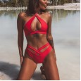 Swimsuit new bikini women's sexy solid color swimsuit