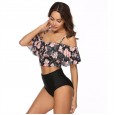 New swimsuit lotus leaf multicolor printed high waist lotus leaf bikini women