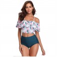 New swimsuit lotus leaf multicolor printed high waist lotus leaf bikini women