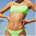 New bikini solid color cross neck lace up swimsuit women