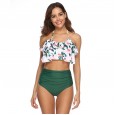 Swimsuit ruffled printed nylon bikini high waist swimsuit women