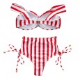 New Bikini Women's Striped Shoulder Bag High Waist Seaside Split