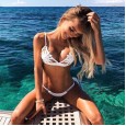 Fashion sexy solid color swimsuit flower decoration split bikini swimsuit