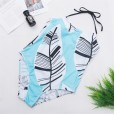 New one-piece swimsuit one-piece printed cross-neck lace-up swimsuit women