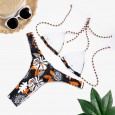 The new bikini swimsuit cross neck lace printing women