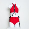 Women's new bikini braided rope hollow swimsuit