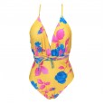 The new multicolor one-piece swimsuit straps printed one-piece swimsuit