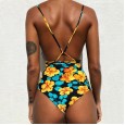 The new multicolor one-piece swimsuit straps printed one-piece swimsuit