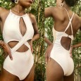 New one-piece swimsuit net chest cross one-piece swimsuit women