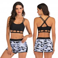 Sports vest split boxer bikini set 7766