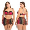Large size bikini skirt underwire big cup ladies swimsuit swimwear 8804