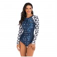 One-piece long-sleeved surfing suit sunscreen female swimsuit hot spring diving suit sexy swimsuit 7787