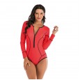 One-piece long-sleeved surfing suit sunscreen female swimsuit hot spring diving suit sexy swimsuit 7786