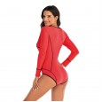 One-piece long-sleeved surfing suit sunscreen female swimsuit hot spring diving suit sexy swimsuit 7786