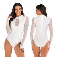 One-piece long-sleeved surfing suit sunscreen female swimsuit hot spring diving suit sexy swimsuit 7773