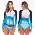 Split long-sleeved surfing suit sunscreen female swimsuit hot spring diving suit swimsuit 6621