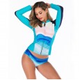 Split long-sleeved surfing suit sunscreen female swimsuit hot spring diving suit swimsuit 6621