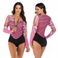 Surfing suit one-piece long-sleeved female swimsuit hot spring swimsuit diving suit 7726