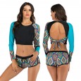Split long-sleeved surf suit suit sunscreen female swimsuit hot spring diving suit swimsuit 7750