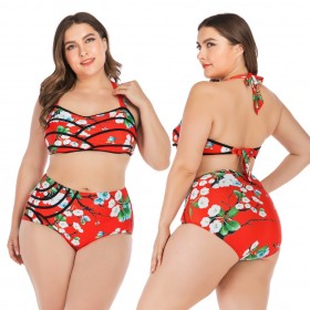 Plus size bikini gathered big cup ladies swimwear swimsuit 6662