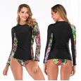 Split long-sleeved surfing suit sunscreen female swimsuit hot spring diving suit swimsuit 6602